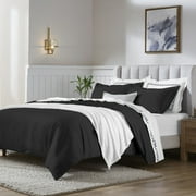 Superior 650 Thread Count Egyptian Cotton Duvet Cover Set, Black, Full/ Queen