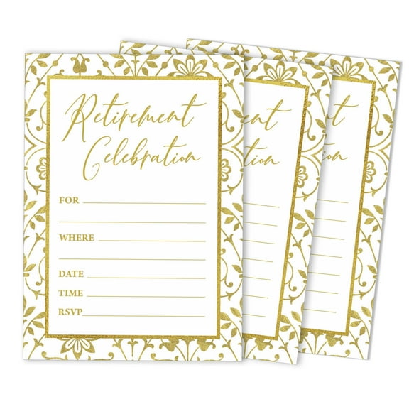 Inkdotpot Fill-In Style Retirement Party Invitations, High-Quality Card Stock, 5 x 7", 30 Count