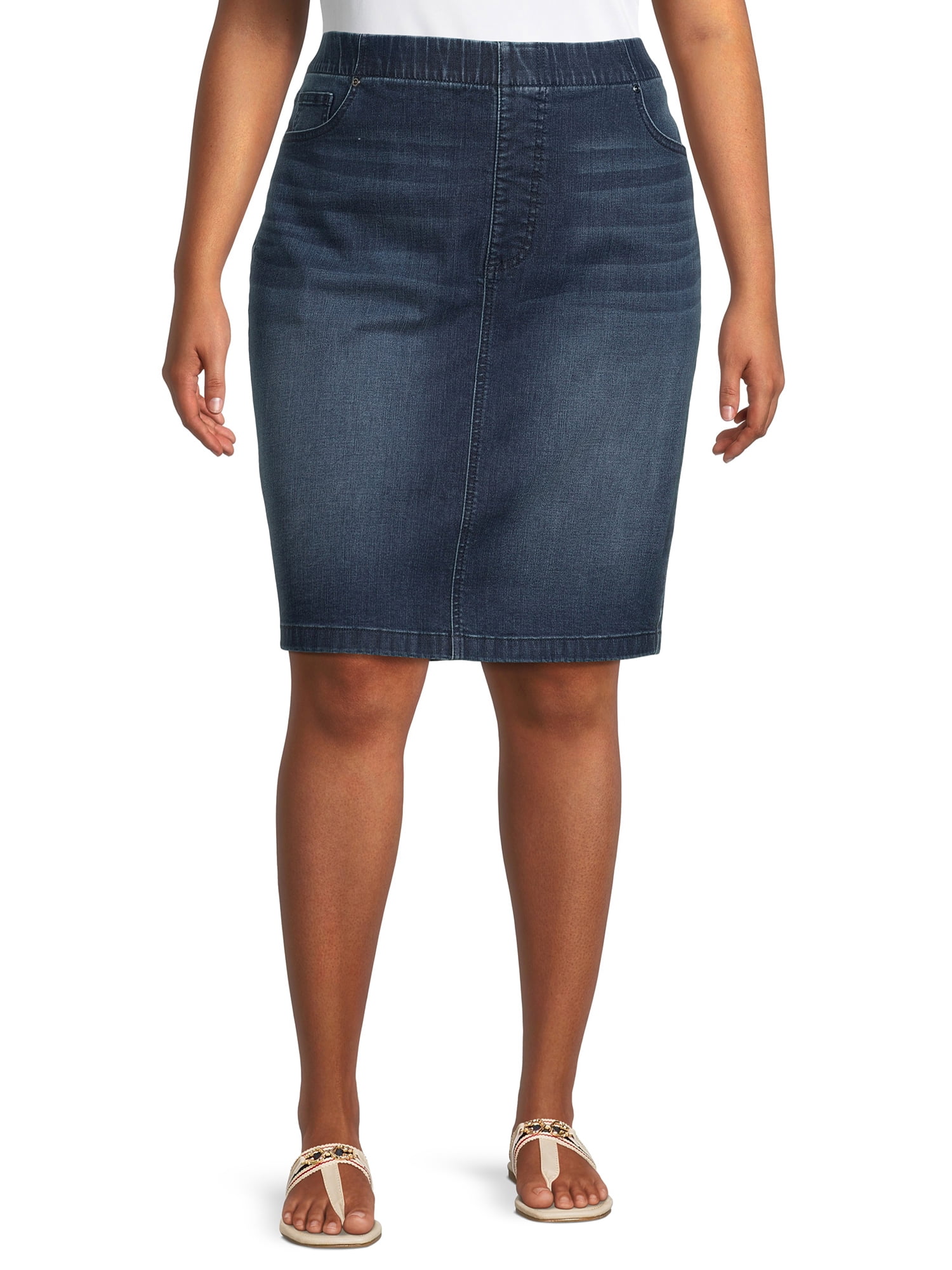 Terra & Sky Women's Plus Size Denim Skirt - Walmart.com