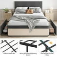 thumbnail image 2 of GloryStar Queen Size Bed Frame with Headboard and 2 Storage Drawers, Mattress Foundation No Box Spring Needed Noise Free, Platform Bed Frames with Metal Slats Support, Easy Assembly, Grey Linen, 2 of 7
