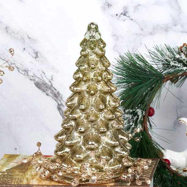Adornos navideños de cristal con LED, decoración festiva plegable