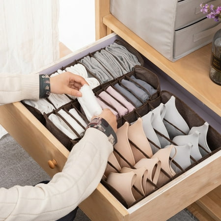 Anaant Dresser Drawer 12 Grid Underwear Organizer Closet Divider Washable  Clothes Bra Sock Tie Foldable Storage
