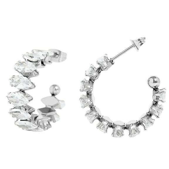 Marquise Hoop Earrings for Women CZ Gold over Silver Stainless Steel Ginger Lyne Collection