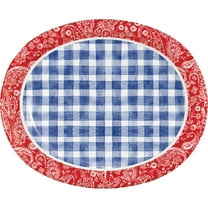 Picnic Paisey Plaid 12-inch Oval Paper Plates 8 Per Pack