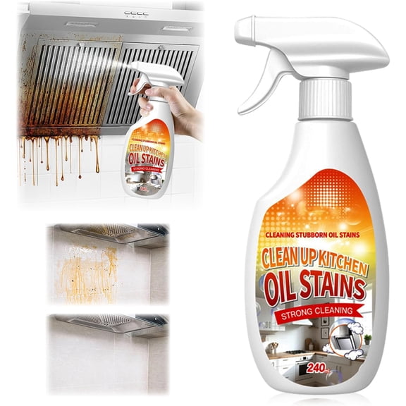 Clean Kitchen Oil Stains Spray, Heavy Duty Degreaser & Multipurpose Oil Stain Remover, All-Purpose Cleaner for Appliances, Countertops, Range Hoods & Pots