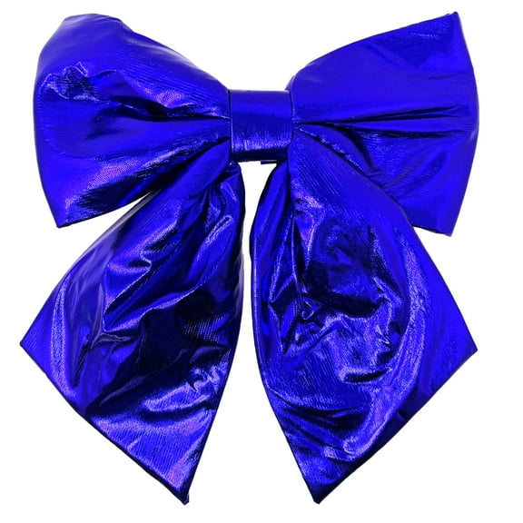 Allgala Christmas Decorative Metallic Foil Fabric Bows for Wreath Garland Christmas Tree Chair Wedding-2 Pack-12" (25x30cm)-Blue-XBW92336