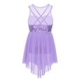 thumbnail image 2 of iiniim Kids Girls Sequins Lyrical Dance Skirt Sweetheart Criss-Cross Back Irregular Ballroom Dress Lavender 6, 2 of 7