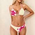 thumbnail image 2 of Enjoytime Swimsuits for Women Floral Printed V Neck Halter Two Piece Bathing Suits Slimming High Cut Modest Bikini Set 2026, 2 of 8