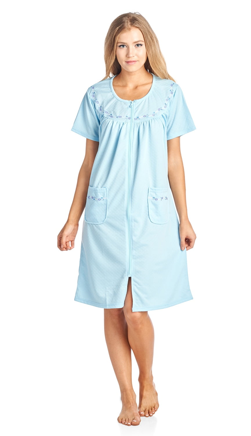 Women's Zip Up Short Sleeve Quilted Duster