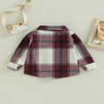 thumbnail image 4 of Toddler Baby Boy Girl Shirt Jacket Plaid Long Sleeve Button Down Flannel Shacket Coat Tops, 4 of 7