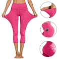 thumbnail image 4 of aohooy Womens Capri Yoga Pants with Pocket Summer Plus Size High Waist Skinny Gym Pant Shape Stretch Butt Lifting Quick Dry Tights Hot Pink,XXL, 4 of 7