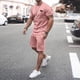 thumbnail image 2 of Men‘s Two-Piece Outfits Summer Casual Muscle Short Sleeve Tee Shirts And Classic Fit Sport Shorts Set TracksuitXL, 2 of 5