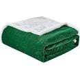 thumbnail image 2 of Jacquard Sherpa Blanket, Soft Premium Microplush, Braided Oversized Bed Cover - Queen Green, 2 of 3