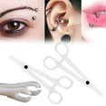 thumbnail image 4 of Awwp Black 1 Set of Punching Tools 1 Set of Piercing Kit Body Piercing Kit Piercing Ear Nose Navel Nipple Stainless Steel Needles Set Clamps Belly Ring Tongue Tragus Nipple Nose Piercing Kit, 4 of 8