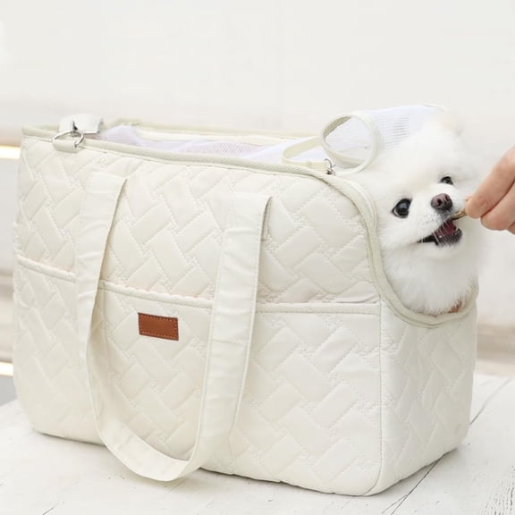 Small Dog Carrier Kitten Puppy Handbag with Multiple Pockets,Woman Style,Breathable Mesh Soft Cushion,Pets Tote Purse Picnic Travel Outdoor, (Cream)