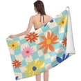 thumbnail image 3 of Yibo Pink Checkered Bath Towel Towel Quick Dry Ultra Absorbent Lightweight Shower Towel for Bathroom Outdoor Swimming, 3 of 9