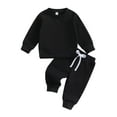 thumbnail image 1 of Honganda 0-3Y 2Pcs Toddler Boy Fall Outfits Long Sleeve Split Hem Sweatshirt Tops + Pocket Pants Set Kid Clothes, 1 of 9