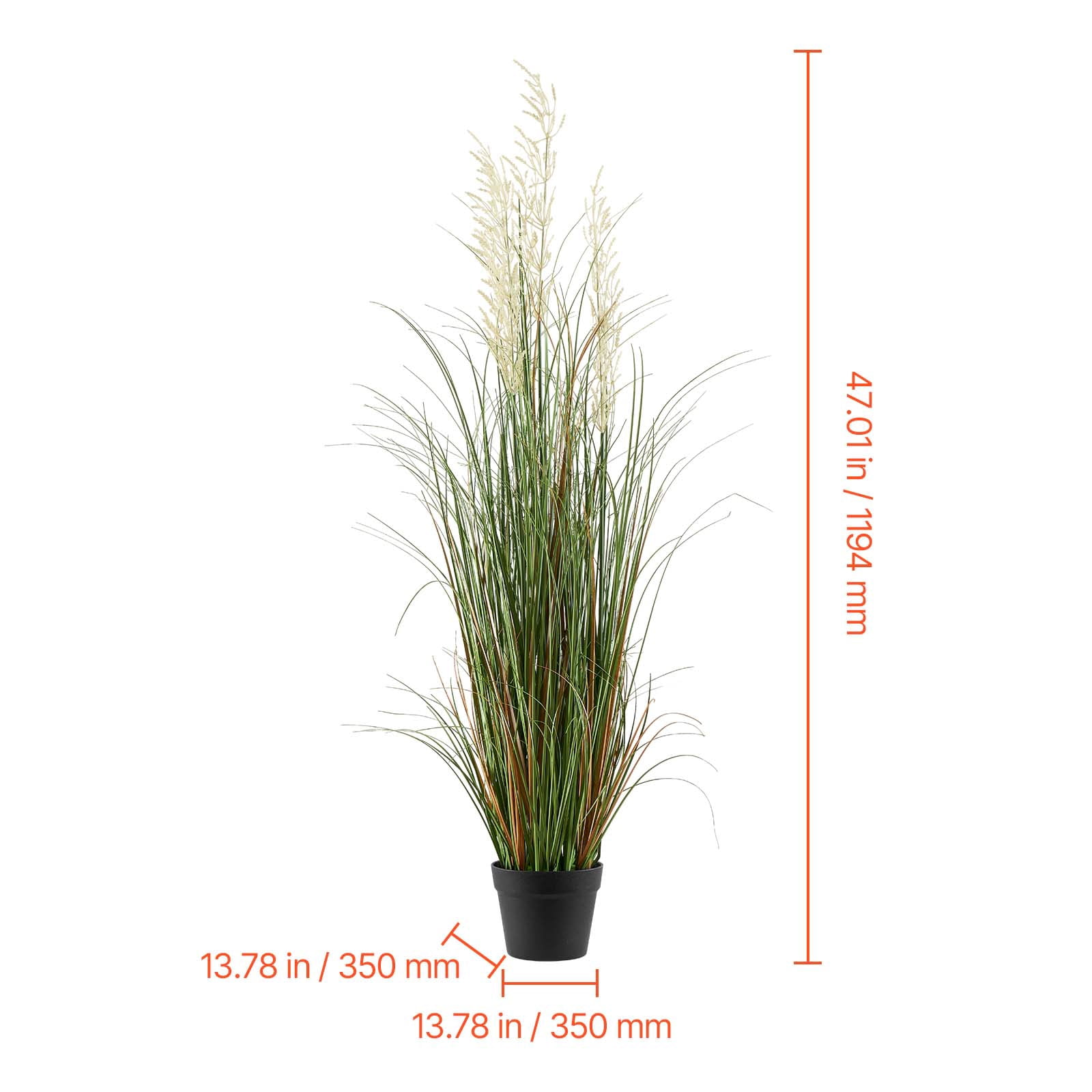 VEVOR Artificial Grass Plant, 2 Pack 47 inch Reed Flower Grass in Pot, Premium PVC Faux Fake Greenery Shrubs Plant for Indoor Outdoor House Home Garden Office Room Décor, Housewarming, Green