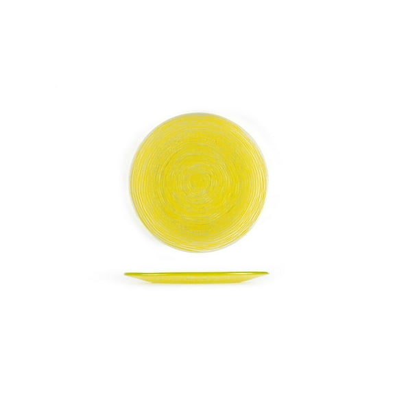 Turgla Fusion Glass dia.7.75" Round Yellow Glass Plate (Set of 2)