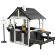 Matladin Kids Wooden Playhouse with Sink Toys, Picnic Table, Mailbox, Flowerpot Holders, Plastic Basin, Child DIY Room for 3-8 years