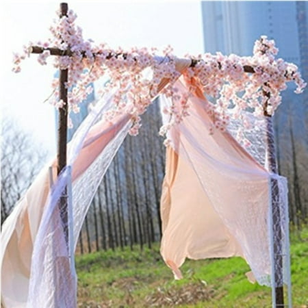 Bloom Artificial Flowers Artificial Silk Cherry Blossom 2m Extended Type Cherry Blossom Hanging Vine Garland Set for Wedding Home Garden Party Decor with Fence,6 Colors Available ()