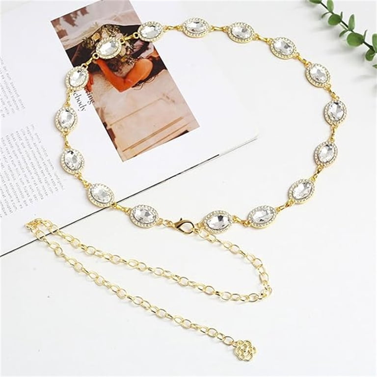 Tutuviw 43in Chain Belt with Jewelry Inlaid,Thin Waistband  display picture 1