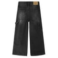 thumbnail image 2 of KIDSCOOL SPACE Big Girls' Wide-leg Jeans, Elastic Band Inside Big Patchwork Flared Denim Pants,Black,11-12 Years, 2 of 6