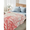 thumbnail image 4 of Coastal Red Twim Size Flat Sheet, Wrinkleproof & Fadeproof Cooling Flat Bed Sheet Only, Nautical Coral Seahorse Starfish Shell Breathable Soft Bedding Top Sheets 66 x 96 Inches, 4 of 8