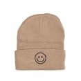 thumbnail image 2 of Ragstock Taupe Smiley Face Knit Beanie, 2 of 2
