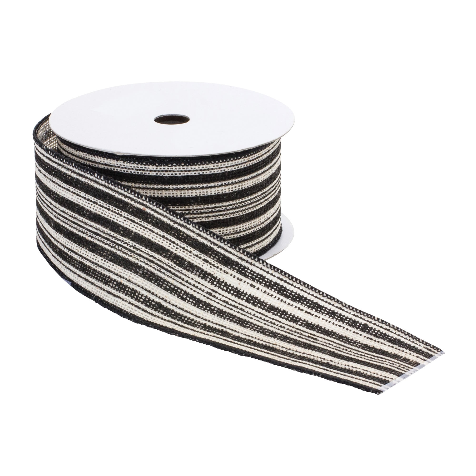 Melrose Striped Christmas Wired Craft Ribbon - 2.5" x 20 Yards - Black and White