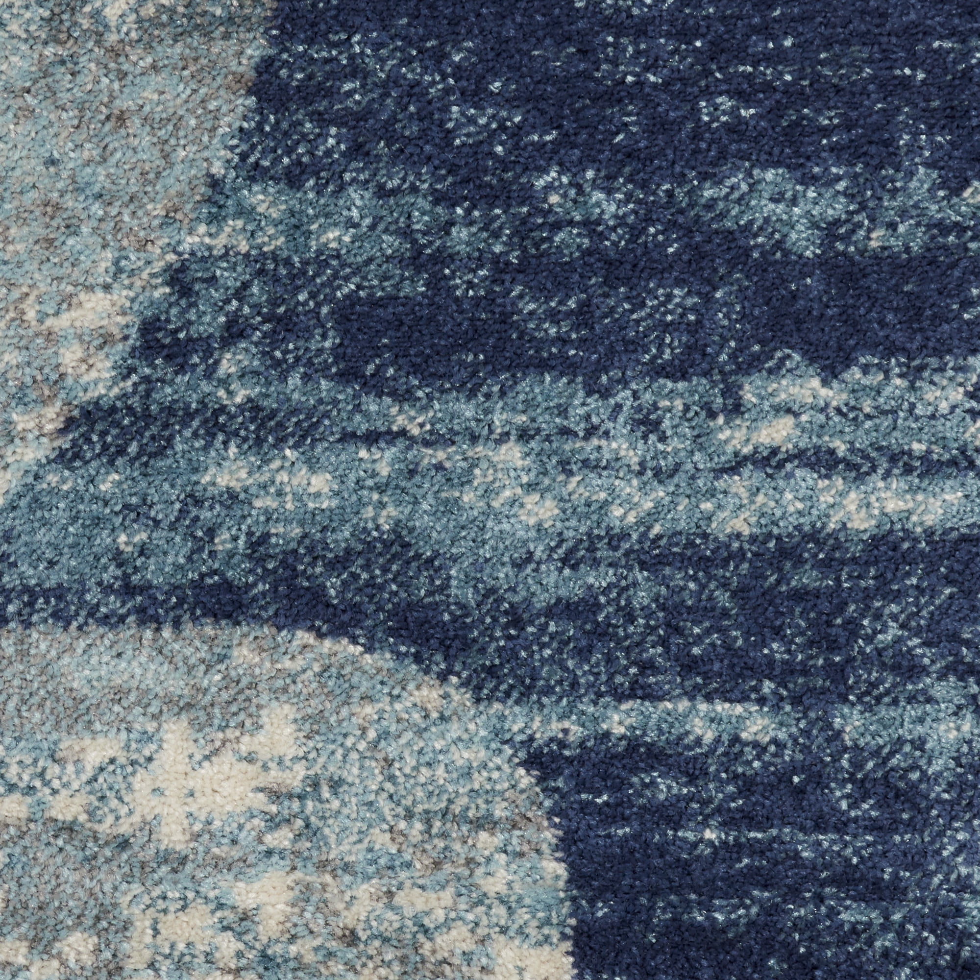 Serene Modern Botanical Navy/Light Blue 2'3" x 7'3" Area Rug, (2' x 7')