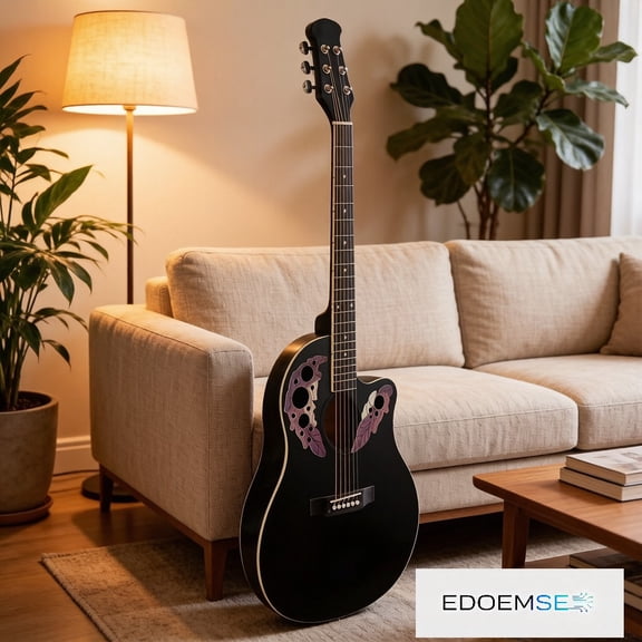 EDOEMSE Acoustic Guitar 41-Inch Full Size Cutaway Dreadnought Body Spruce Top Round Back Design Rosewood Fingerboard