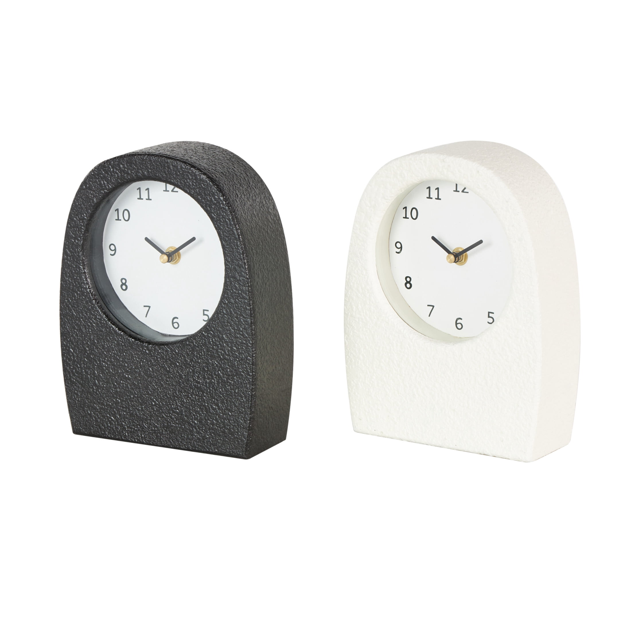 DecMode 9" Multi Colored Wood Textured Clock with Gold Accents, Set of 2
