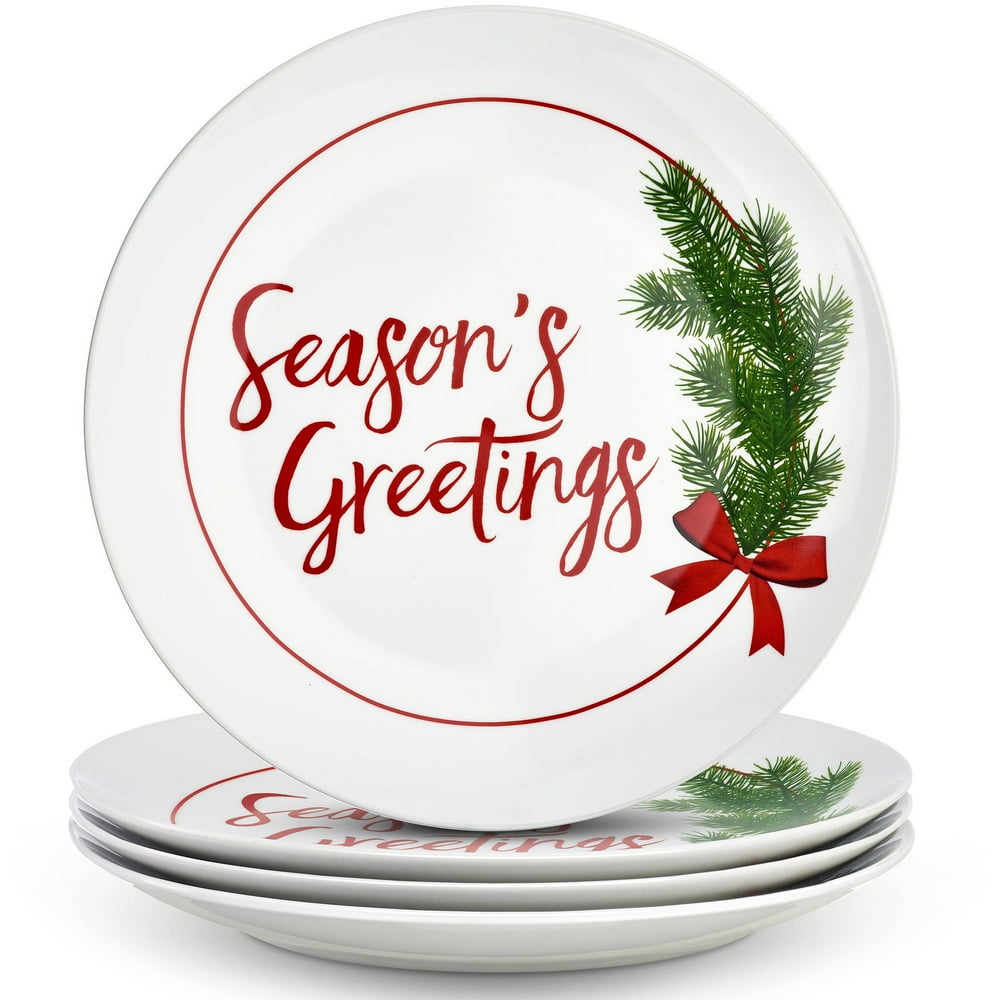 Placemate Christmas Holiday 10.5" Dinner Plates, 4 Pack, Walmart