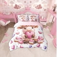 thumbnail image 2 of Erosebridal Cartoon Highland Bull Bedding Sets Twin Size, Pink Purple Love Heart Print Comforter Sets with Sheets, Reversible 7-Piece, 2 of 4