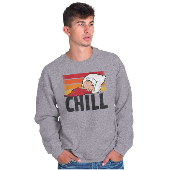 Popeye The Sailor Man Sleeping Chill Sweatshirt for Men or Women Brisco Brands S