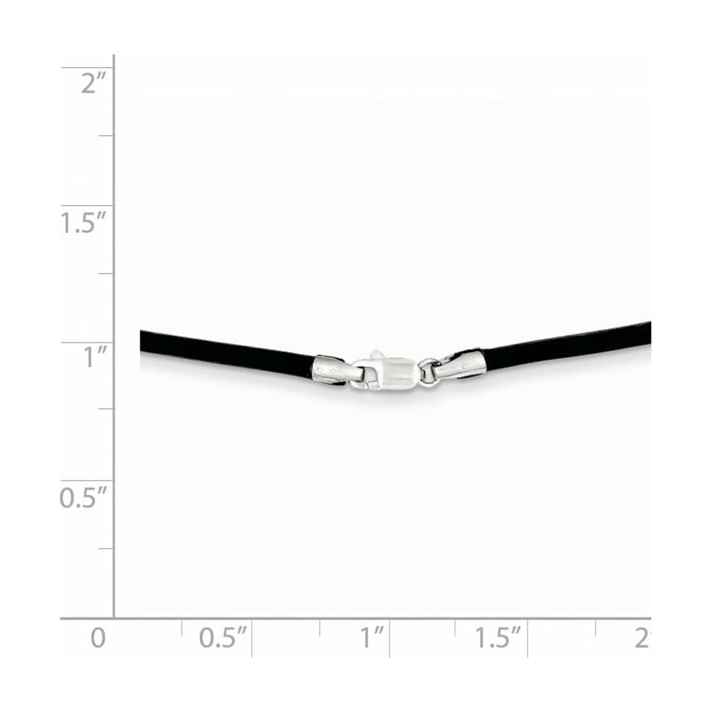 Auriga Fine Jewelry 14K White Gold 2mm 16in Black Leather Cord Necklace 16inch for Women