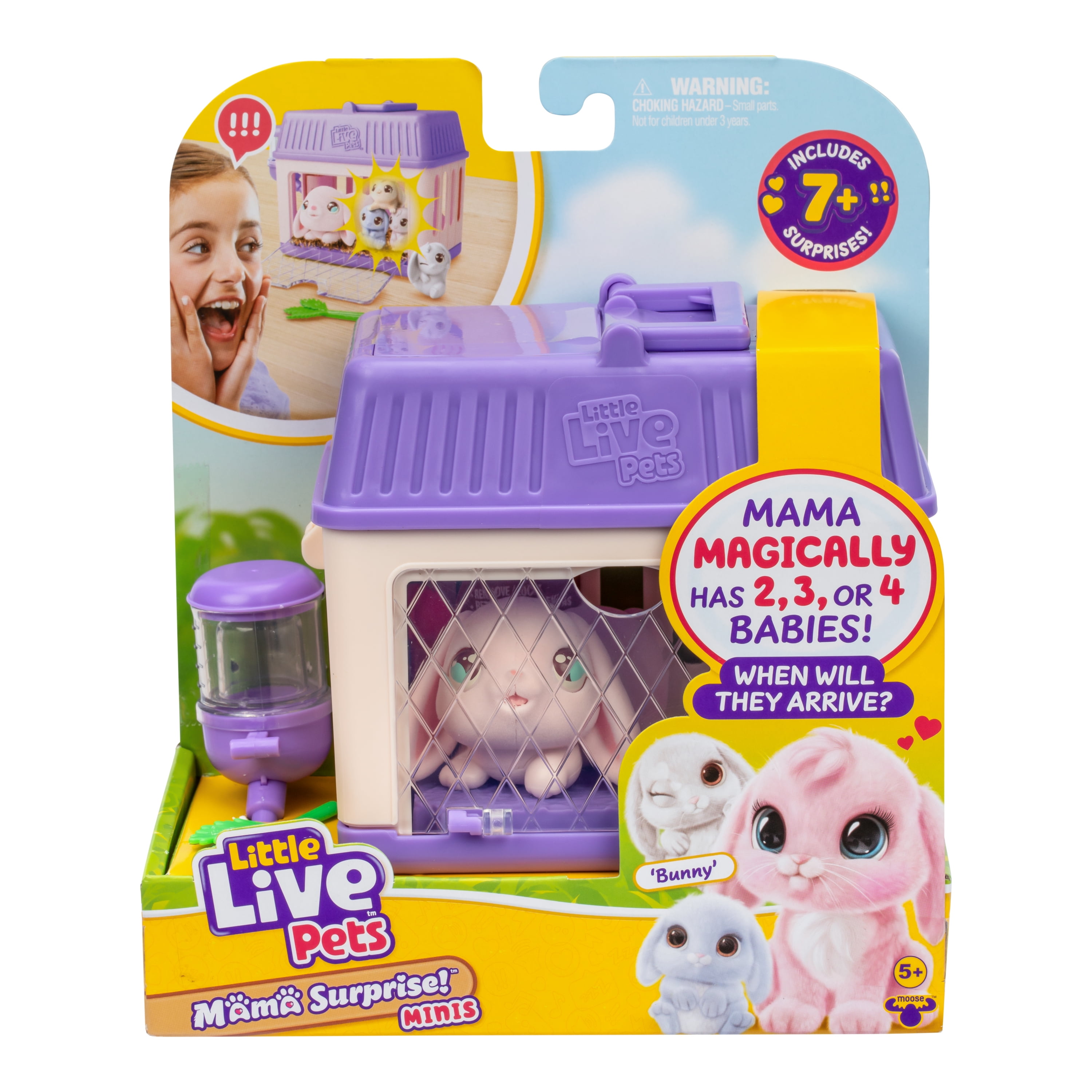 Little Live Pets - Mama Surprise Minis. Feed and Nurture a Lil' Bunny Inside Their Hutch, Ages 5+
