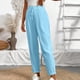 thumbnail image 5 of Pantalones elásticos de la cintura para las mujeres verde oliva cordón sólido bolsillo Jogger longitud completa, 5 of 5