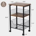 thumbnail image 2 of Small End Table, 3-Tier Side Table with Storage Basket, Industrial Style Side End Table for Living Room Bedroom Kitchen Bathroom, Rustic Brown, 2 of 7