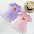 thumbnail image 4 of Odeerbi Toddler Girls Easter Tulle Dress 1-4 Years Baby Children's Summer Princess Solid Color Pumpkin Short Sleeve Mesh Princess Cotton Dress Pink, 4 of 4