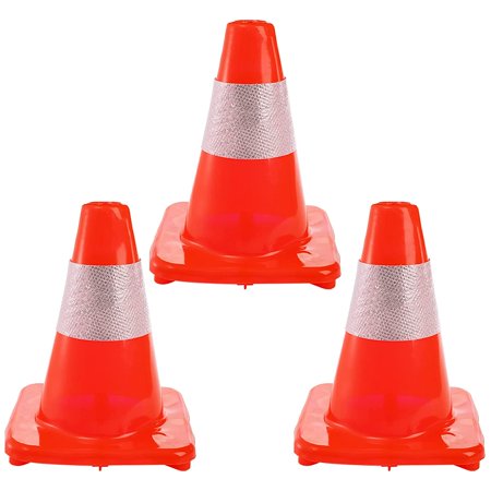 3 Pack Traffic Cones with Reflective Strip, Safety Road Parking Cones ...
