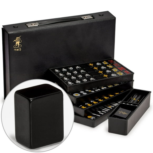 Set Mahjong Yellow Mountain Imports Japanese Riichi Black