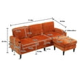 thumbnail image 4 of Living Room Couch for Three, Chenille Fabric Sectional Sofa with Solid Wood Frame, Side Pocket and Two Cup Holders, L Shaped Couch with Storage Footstool, Orange, 4 of 9