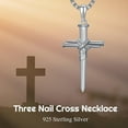 thumbnail image 6 of Three Nail Cross Necklace 925 Sterling Silver 3D Cross Necklaces for Men Christian Jesus Crucifix Religious Jewelry Gifts for Men Husband Brother 22"+2", 6 of 6