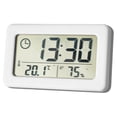 thumbnail image 1 of Bewildely Reloj despertador temperatura humedad termómetro LCD higrómetro portátil para el hogar junto a la cama calendario con batería para Decoración del hogar Blanco, 1 of 6