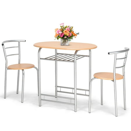 Pub Table Chairs Sale Costway 3 PCS Bistro Dining Set Table and 2 Chairs Kitchen Pub Home Furniture Restaurant ()