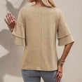 thumbnail image 5 of Krdevn Women's Summer Solid Color V Neck Tee with Double Layer Flared Mid Sleeves Casual Loose Fit Top,Women's Tops, Tees & Blouses,Size:XXL, 5 of 5