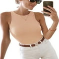 thumbnail image 2 of QJUHUNG Tank Bodysuit for Women Halter Neck Sleeveless Ribbed Bodysuit Basic Tank Tops, 2 of 8