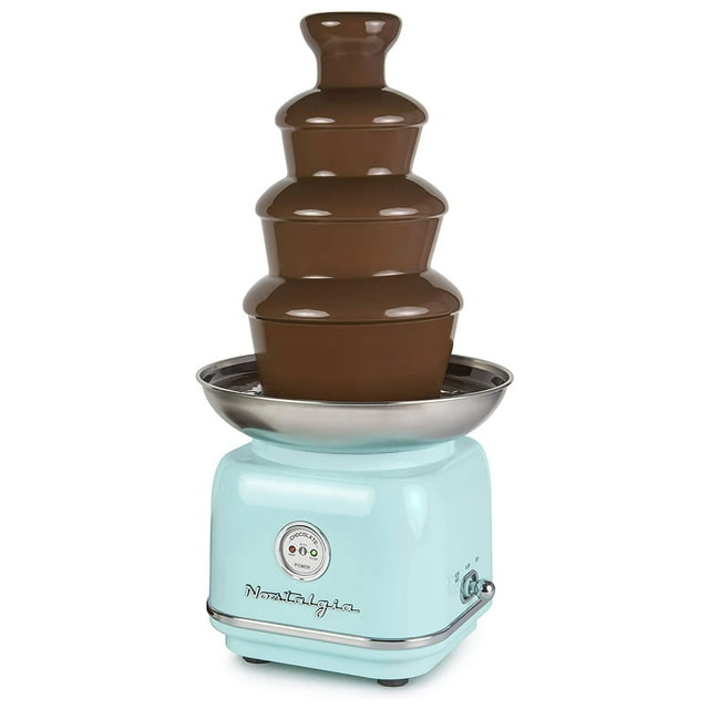 Nostalgia Fontaine Rétro à Fondue au Chocolat en Cascade à 4 Niveaux de 2 Livres, Aqua
